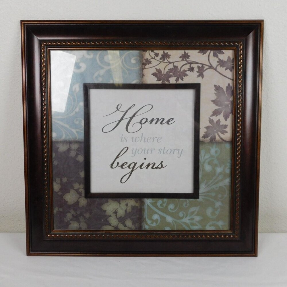 Home is Where Your Story Begins Wall Hanging Square Framed Inspirational Message